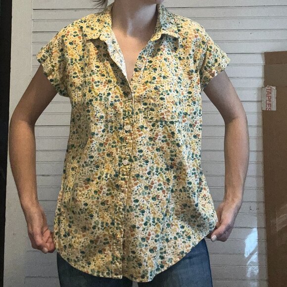 Small Wonderly yellow spotted colorful short-sleeve button down shirt - Picture 1 of 7